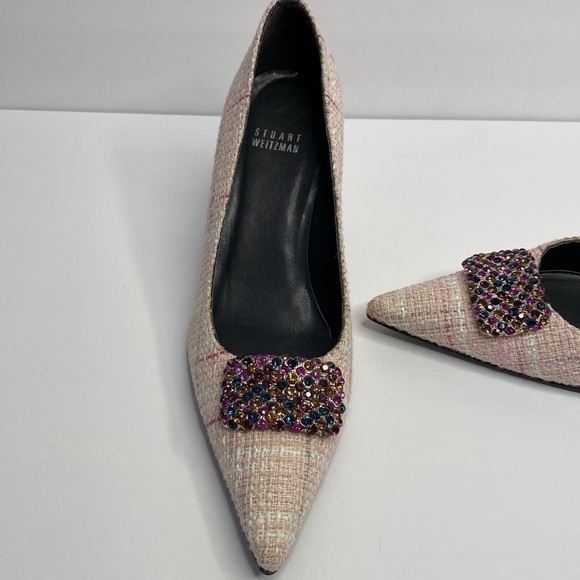 STUART Weitzman Pink Tweed Heels - Picture 3 of 8